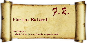 Fórizs Roland névjegykártya
